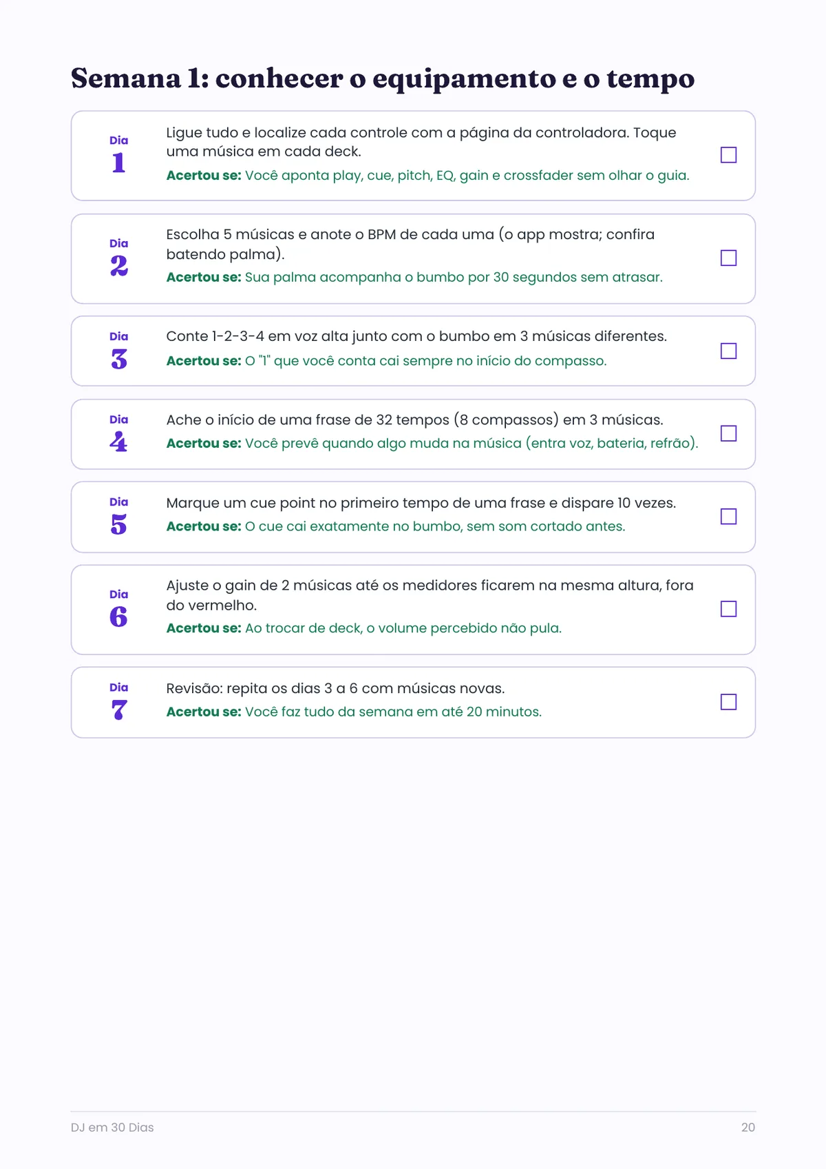 Página real do PDF DJ em 30 Dias: plano de 30 dias